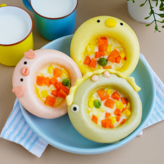 【New】Pizza Pals Bao Trio (w cheese, green pea, carrot, corn)
