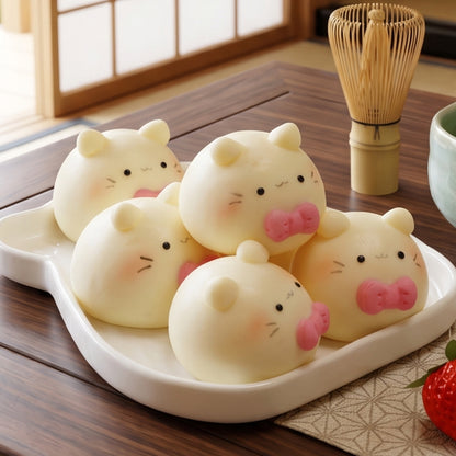 Meeow Kitty Bao (with Red Bean Paste)